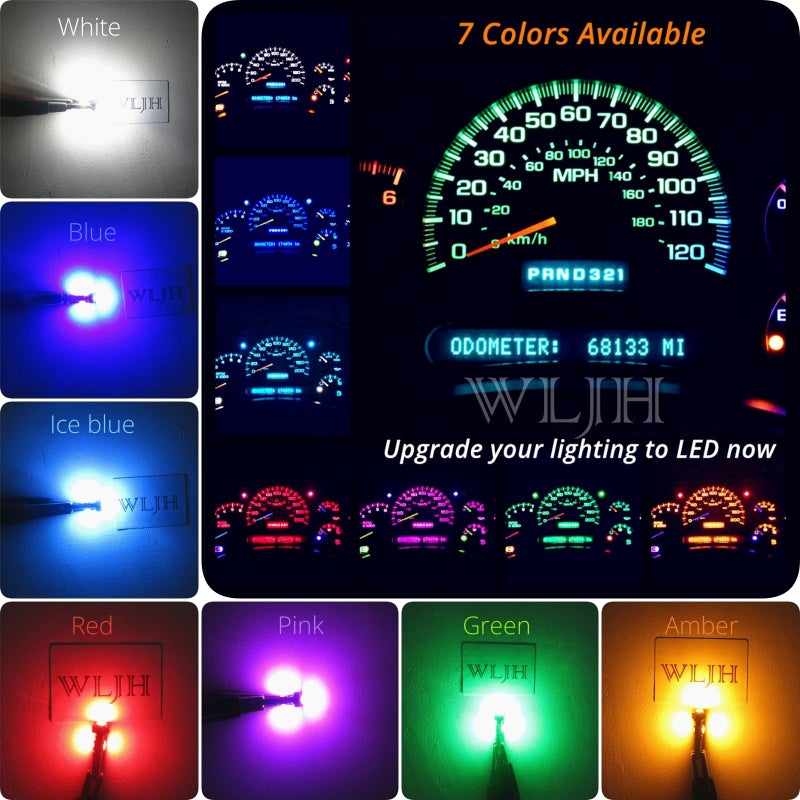 WLJH T5 17 37 74 2721 Pink Dashboard Gauge Instrument Cluster Panel Dash Led Light Lamp With Twist Lock Socket,Pack of 6 - Image 3